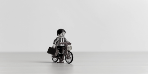 lego man on bike